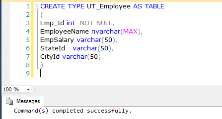 Table type Parameters in SQL Server