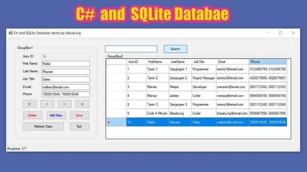 Using SQLite with C#