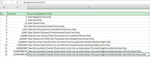 Convert Number to Bangladeshi Taka (BDT) in Excel