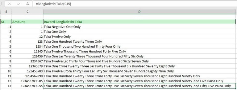 convert number to words in excel bangladesh taka (bdt)