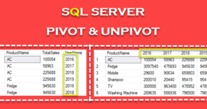 PIVOT and UNPIVOT in Sql Server