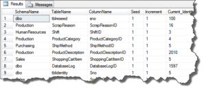Query to find SQL Server IDENTITY related values of all the tables