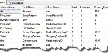 Query to find SQL Server IDENTITY related values of all the tables