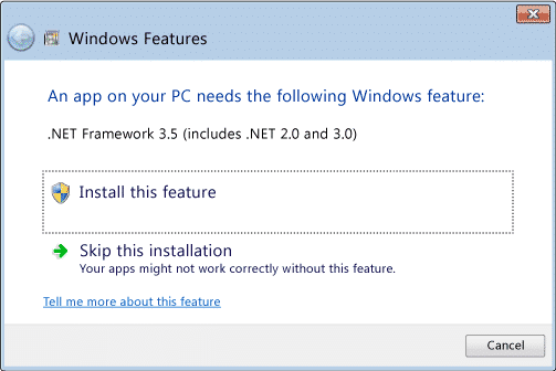 Install the .NET Framework 3.5 on Windows 8